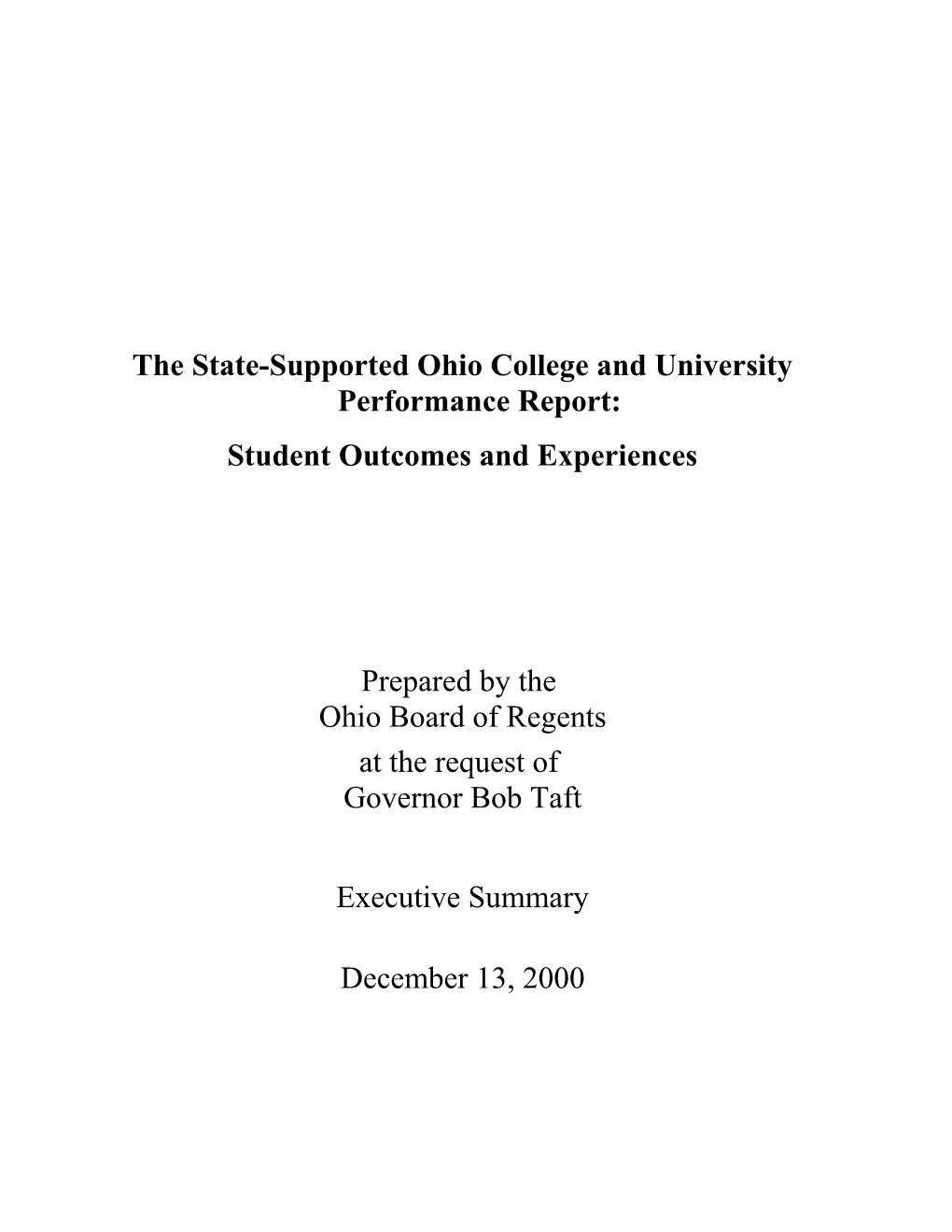 The State-Supported Ohio College and University Performance Report