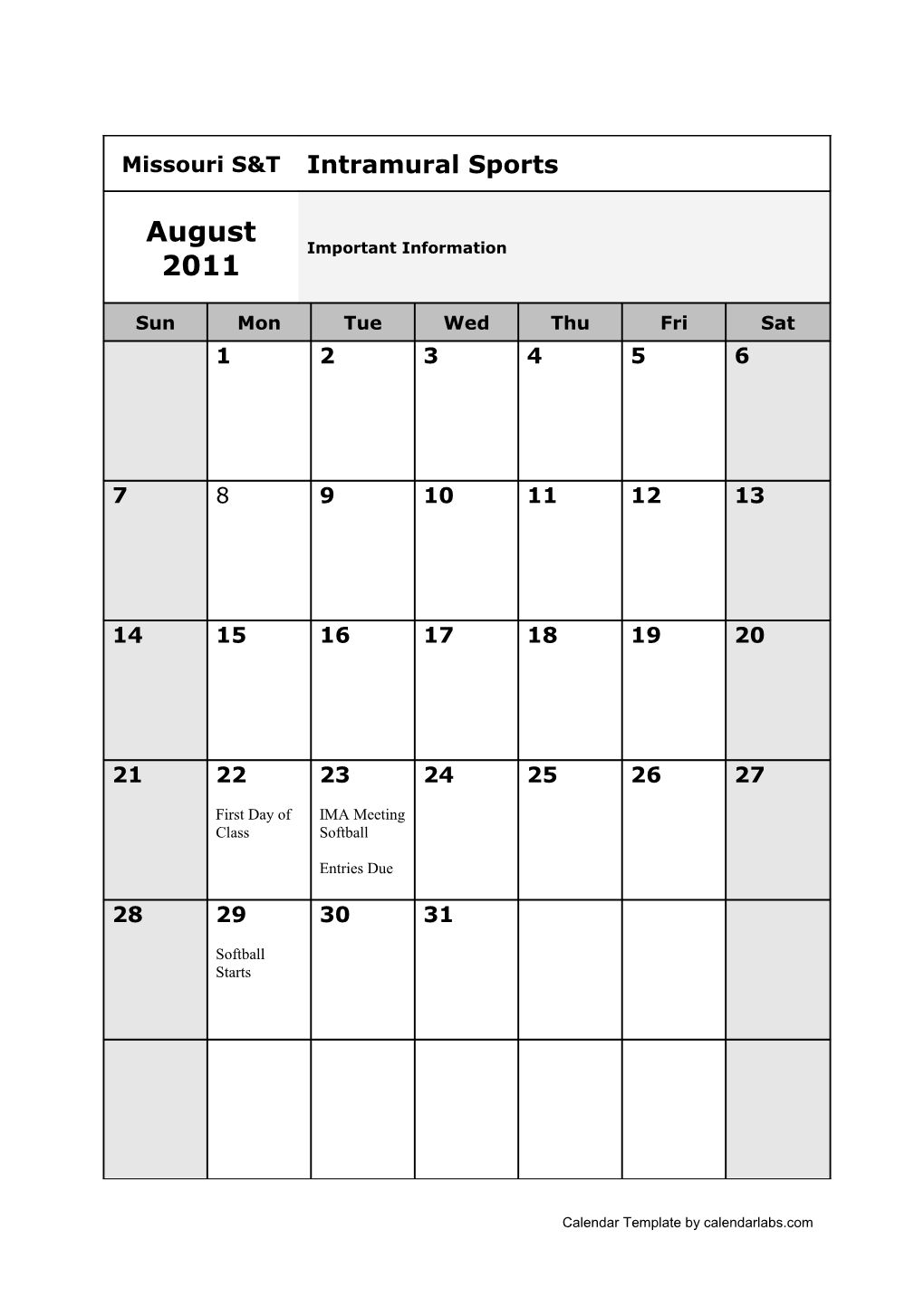 Calendar Template by Calendarlabs.Com