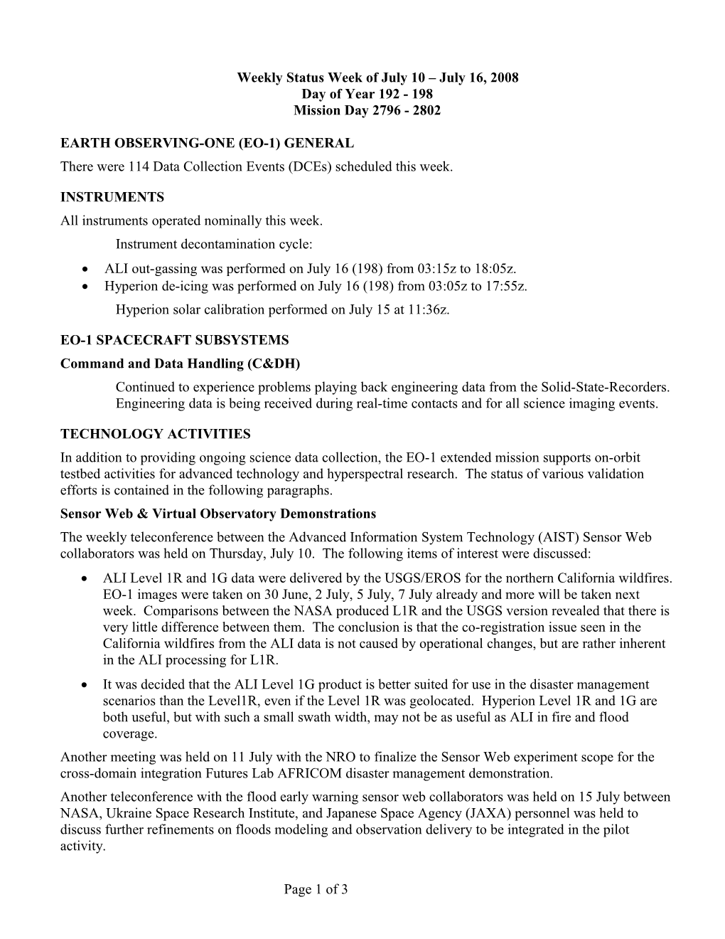 EO-1 Status Week of Jan 20-26, 2001 s19