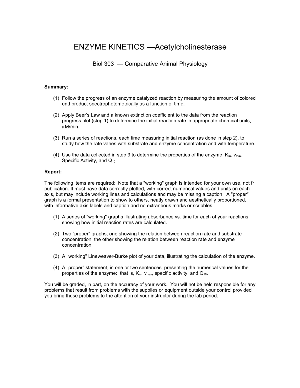 ENZYME KINETICS Lactate Dehydrogenaae, Part I