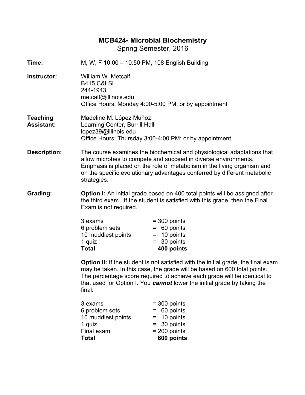 MCB424- Microbial Biochemistry