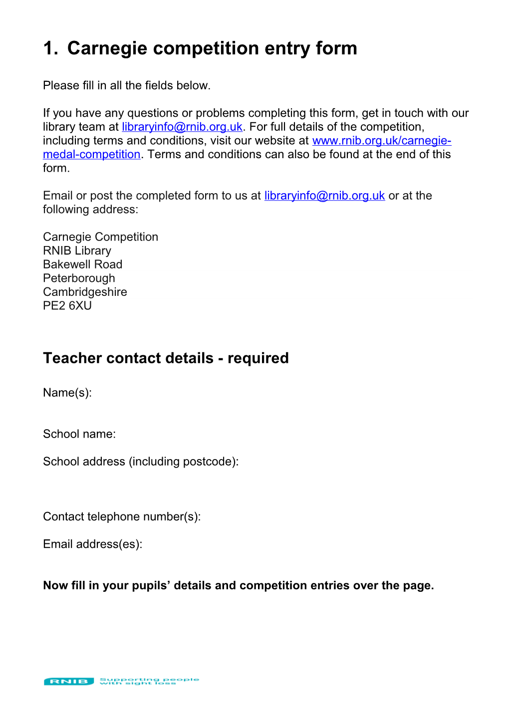 Carnegie Competition Entry Form