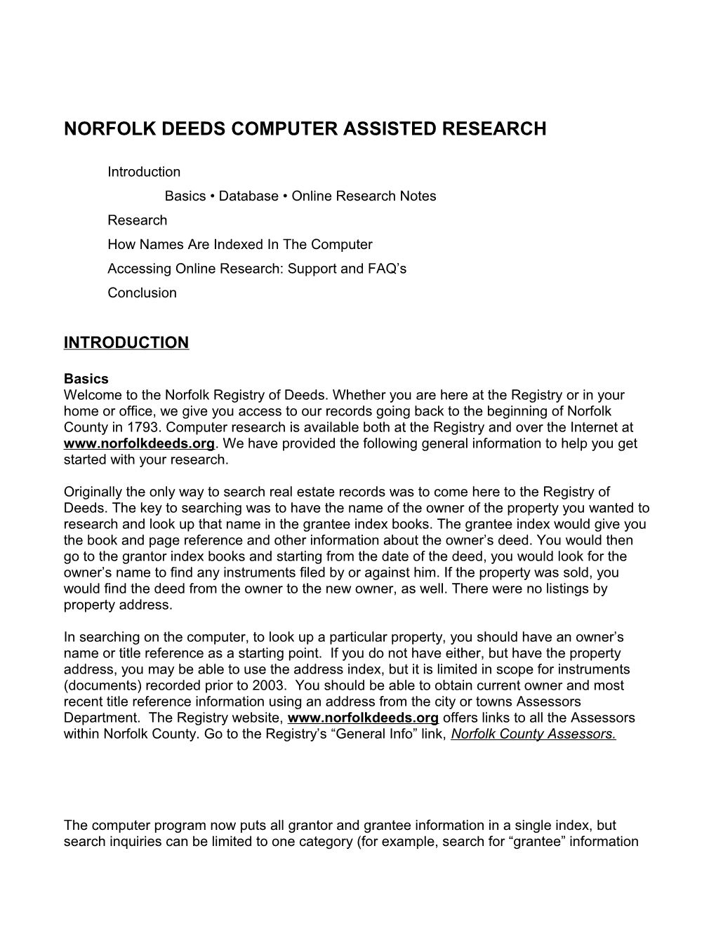 How to Best Use the Norfolk Registry of Deeds