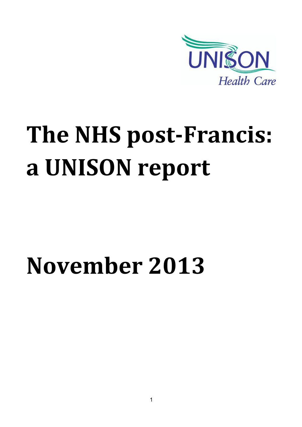 Francis UNISON Response Nov 2013