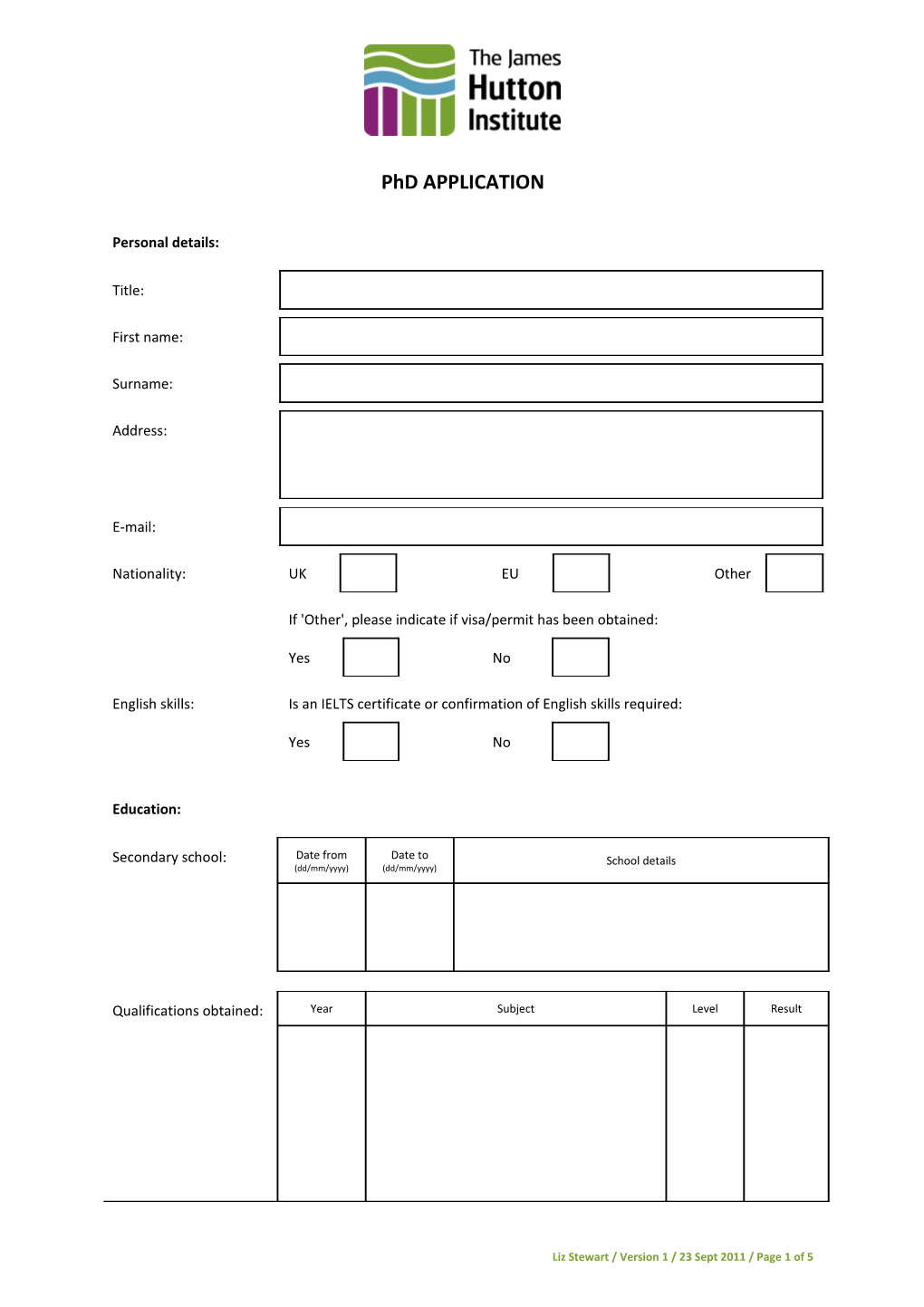 Personal Details s19