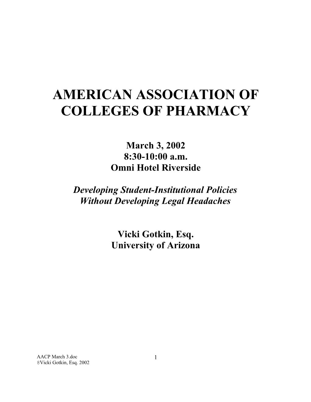 American Association Of Colleges Of Pharmacy