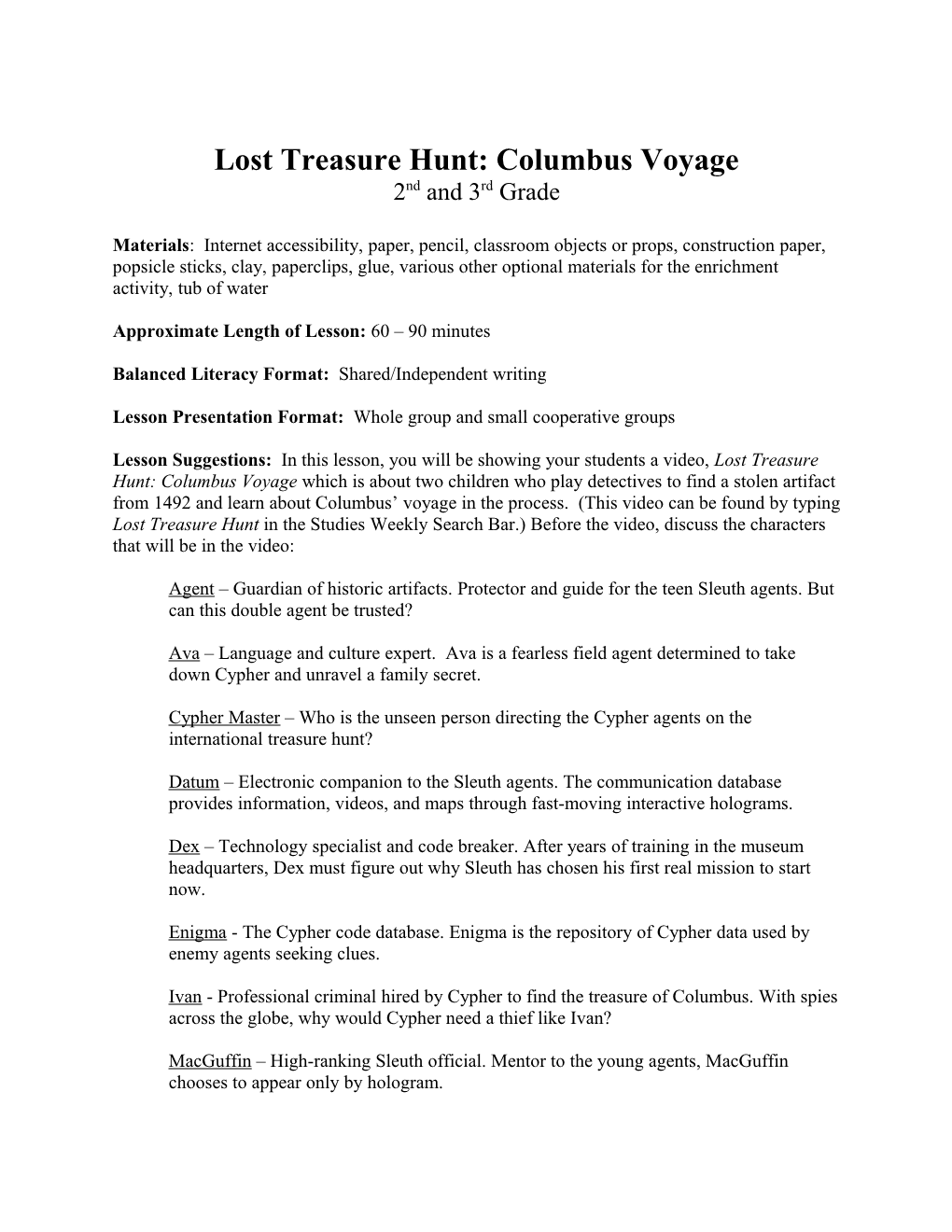 Lost Treasure Hunt: Columbus Voyage