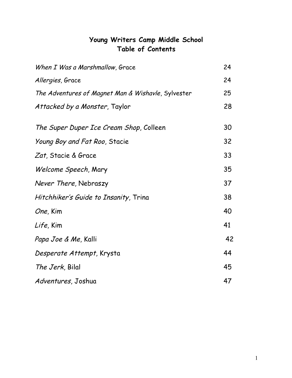 Table of Contents s111