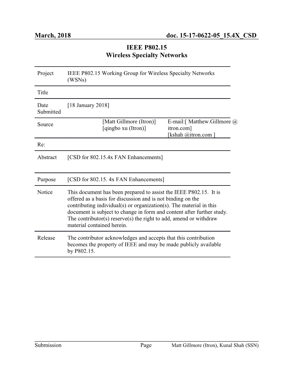 Criteria for Standards Development (Csd)