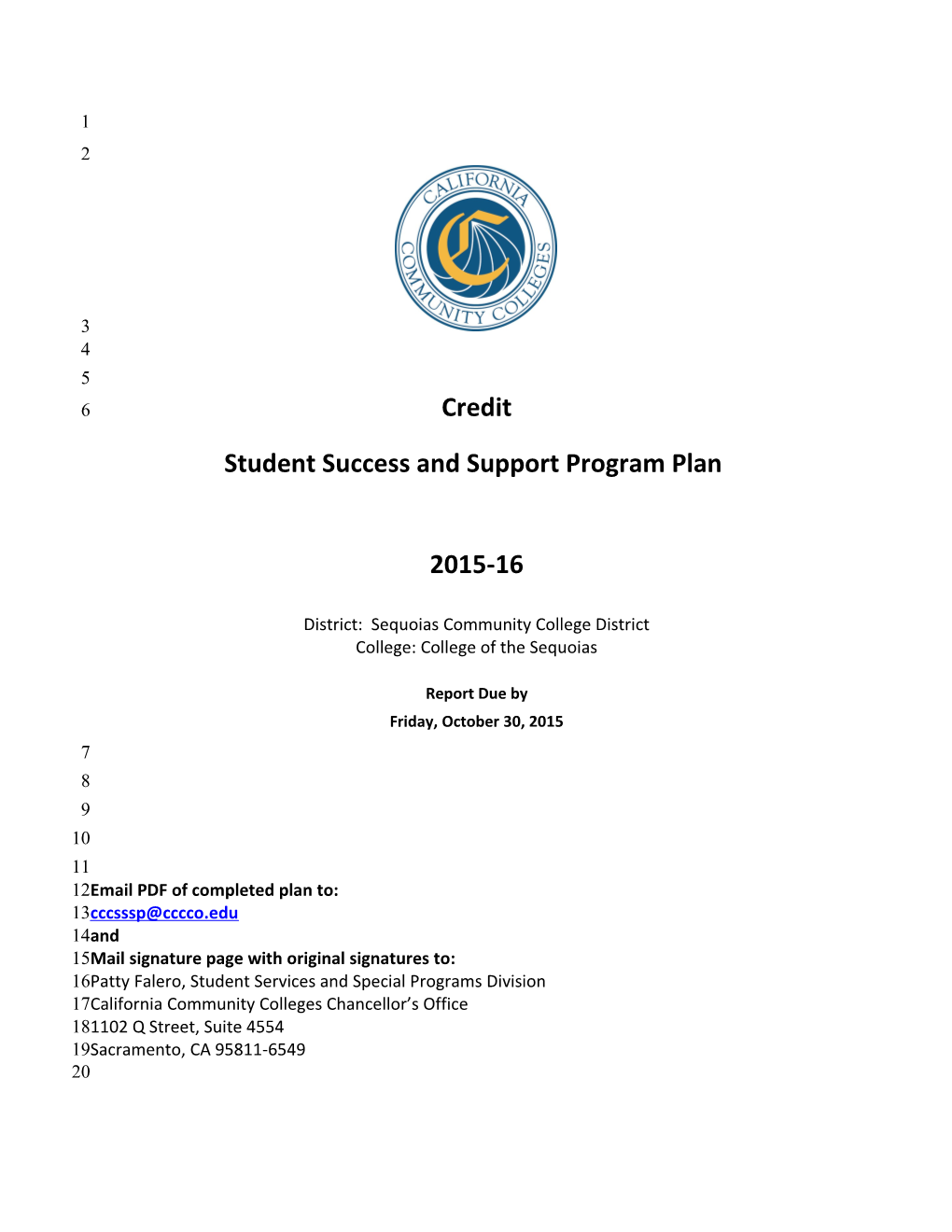 The Student Success and Support Program Plan (Credit Students) s2