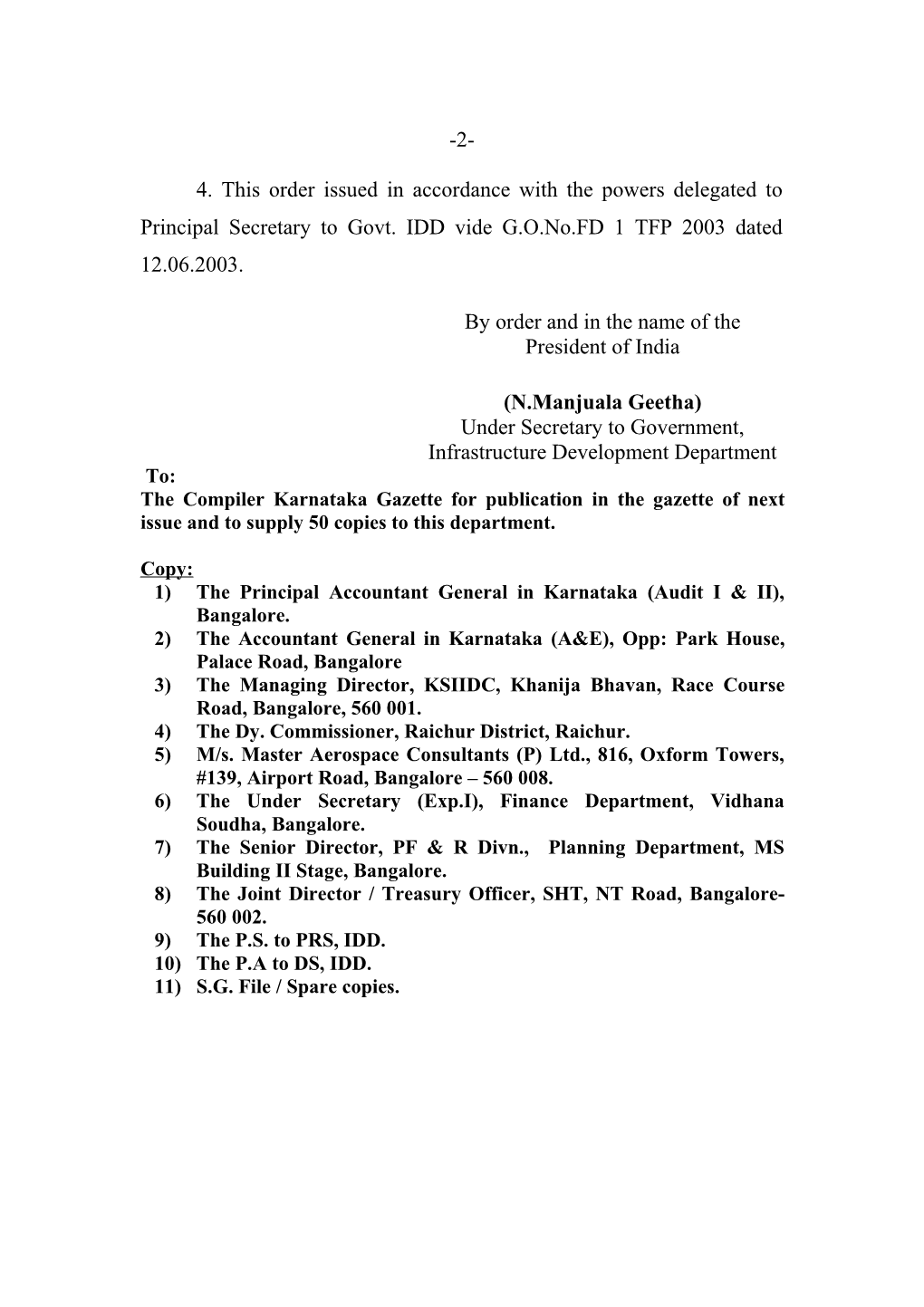 Proceedings of the Government of Karnataka s4