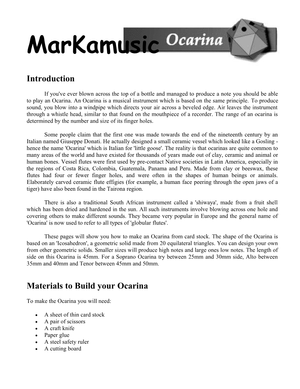 Markamusic Guide To Make An Ocarina