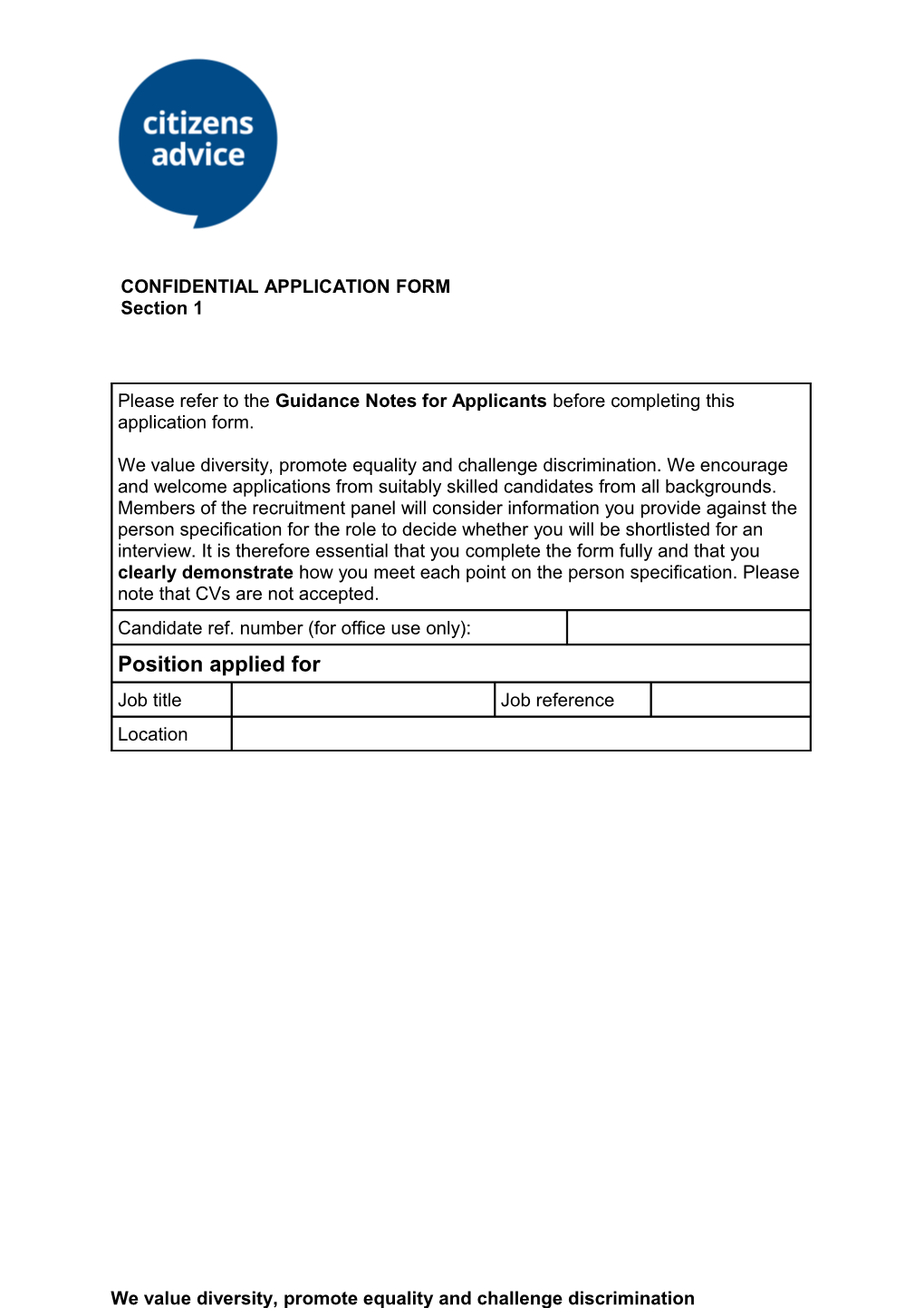 Paid Staff Model Application Form