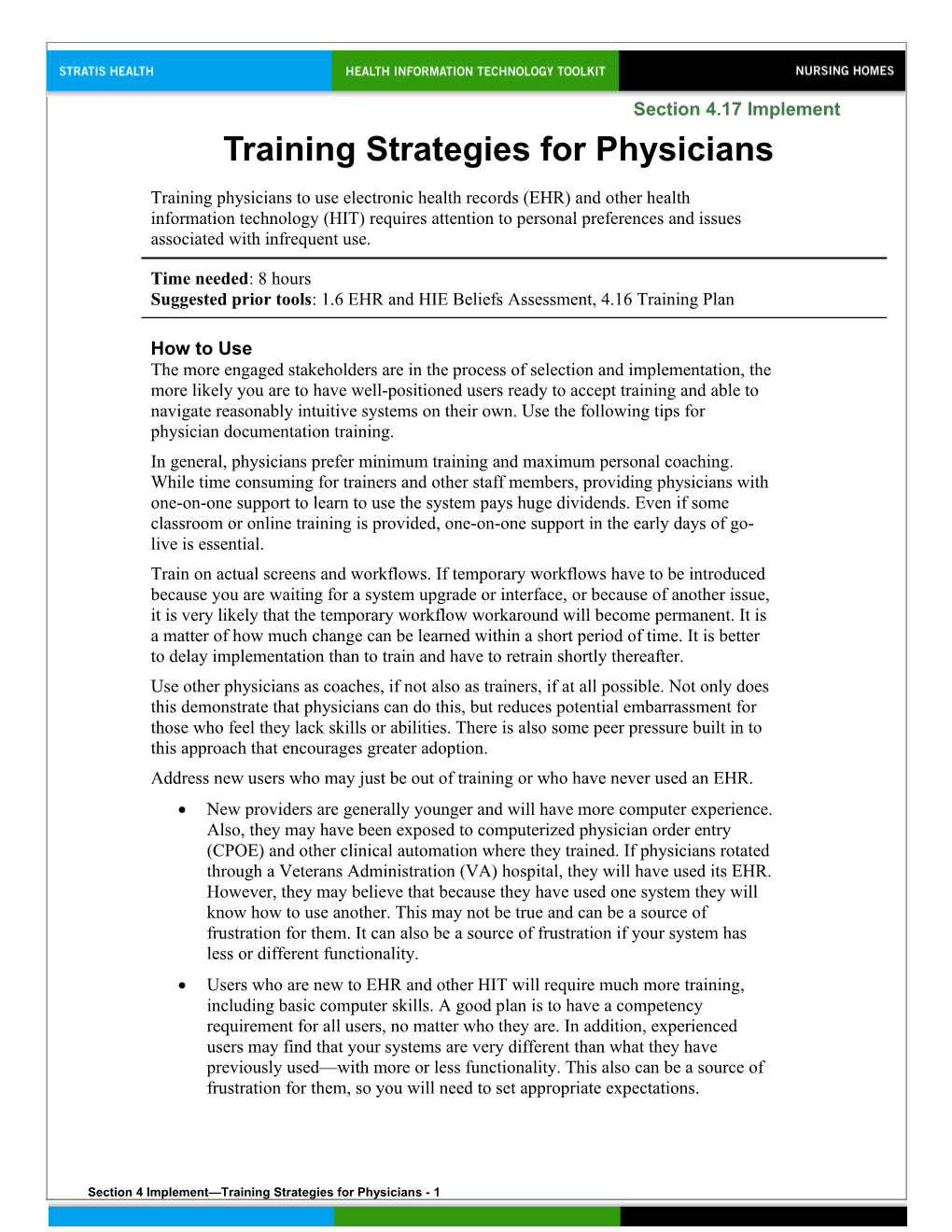 4 Training Strategies for Physicians