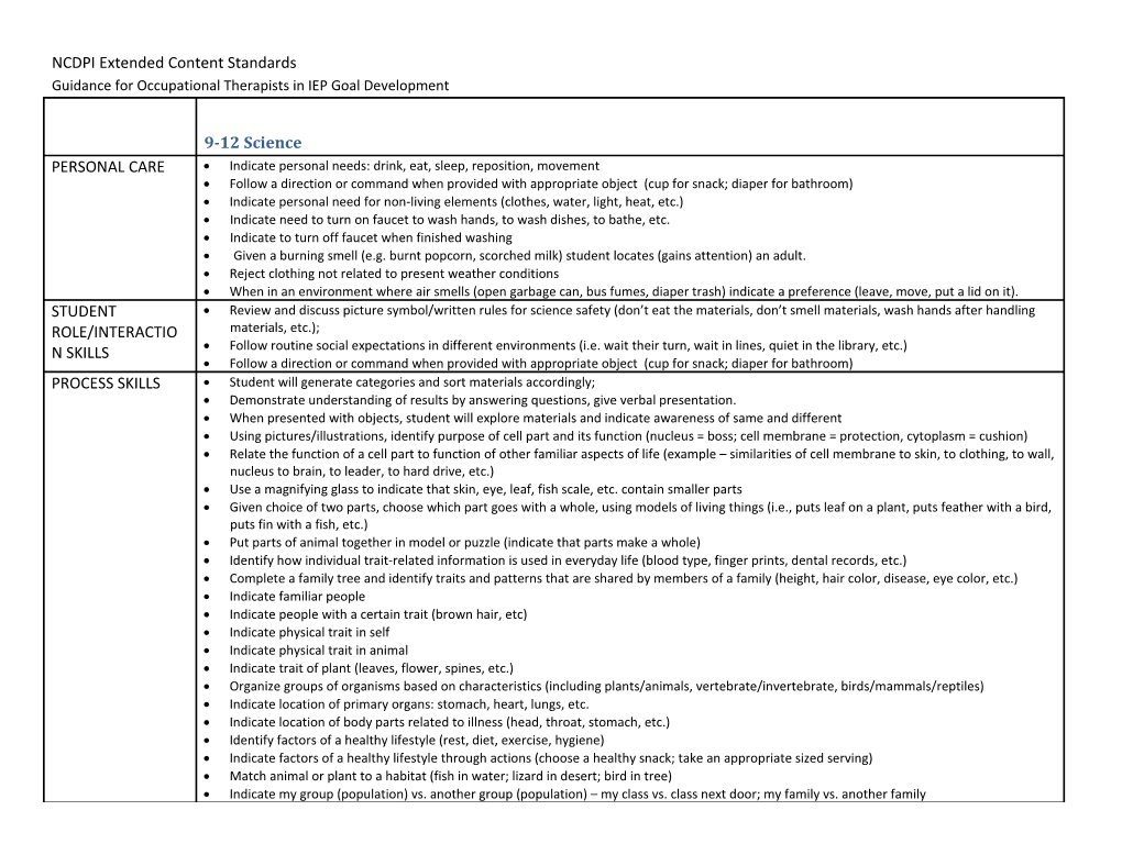 NCDPI Extended Content Standards