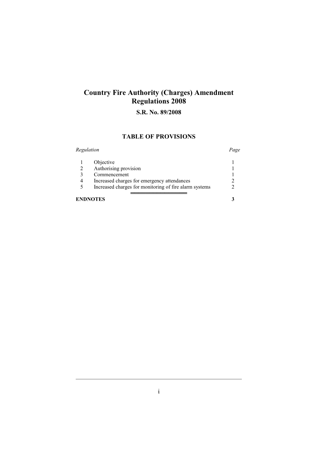 Country Fire Authority (Charges) Amendment Regulations 2008