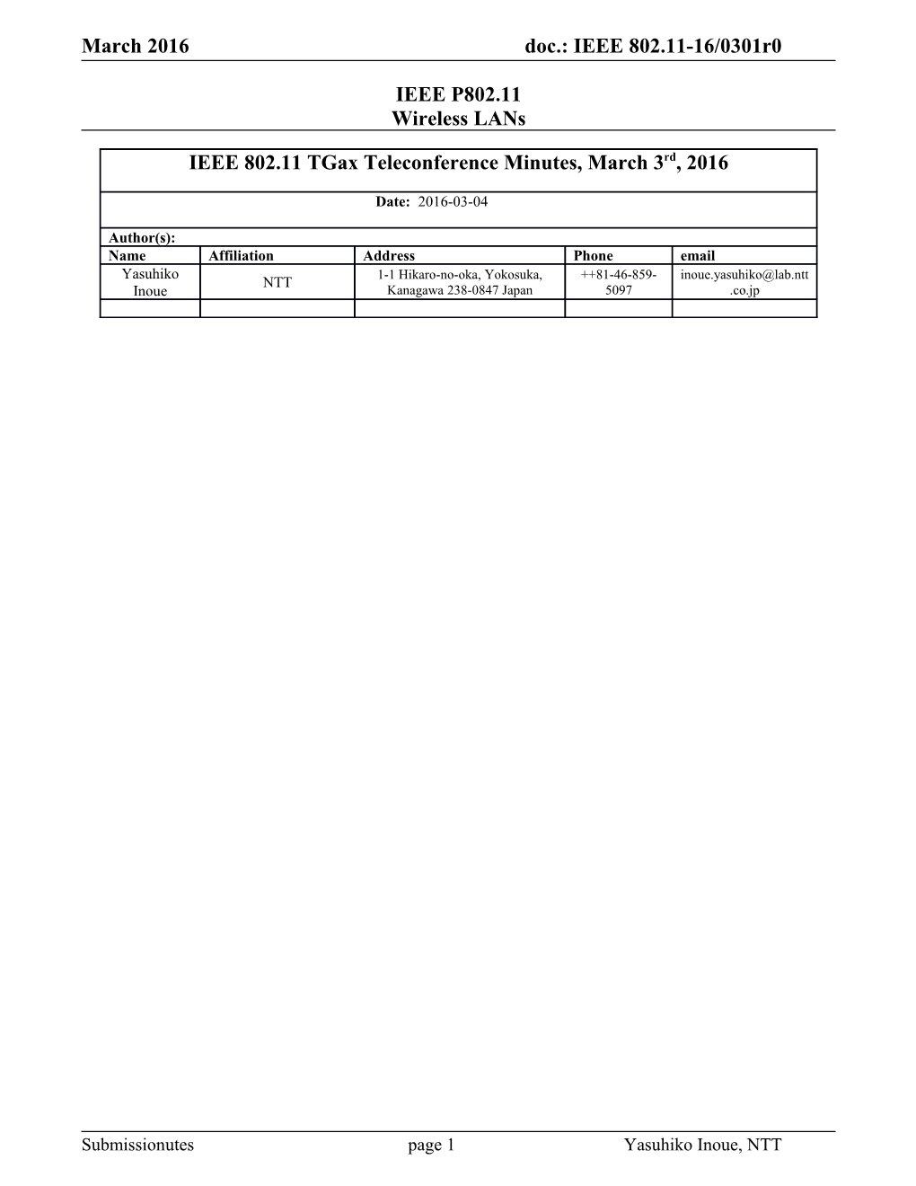 1 Meeting Called to Order by Osama Aboul-Magd (Huawei Technologies) 10:05 (ET)