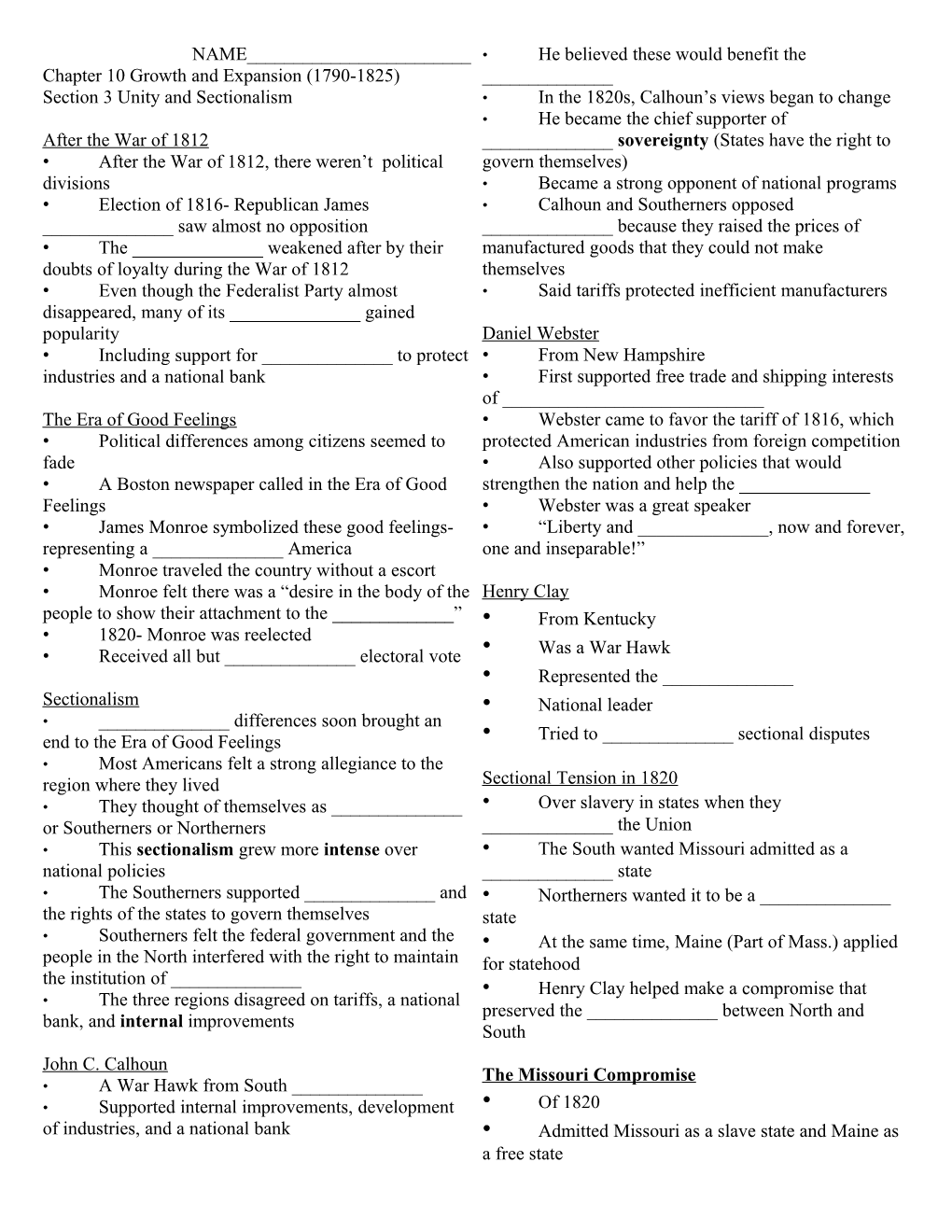 Chapter 10 Growth and Expansion (1790-1825)