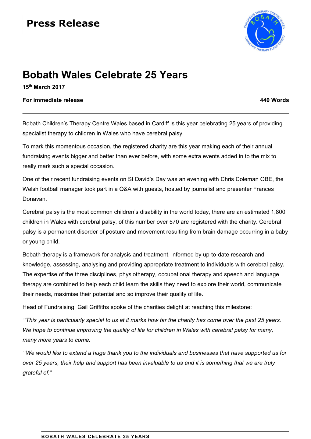 Bobath Wales Celebrate 25 Years