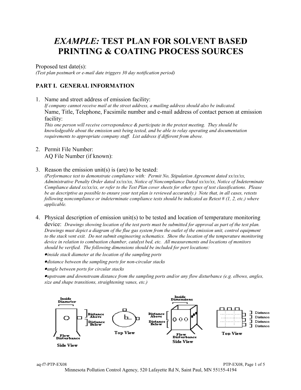 Test Plan for Solvent Based Printing & Coating Process Sources