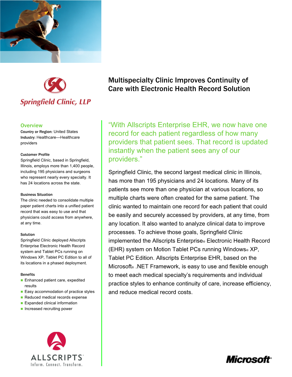 Multispecialty Clinic Improves Continuity of Care with Electronic Health Record Solution