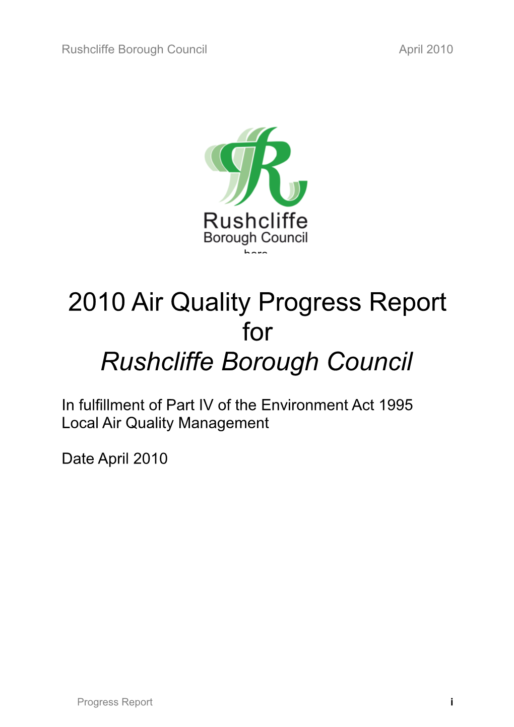 2010 Air Quality Progress Report For