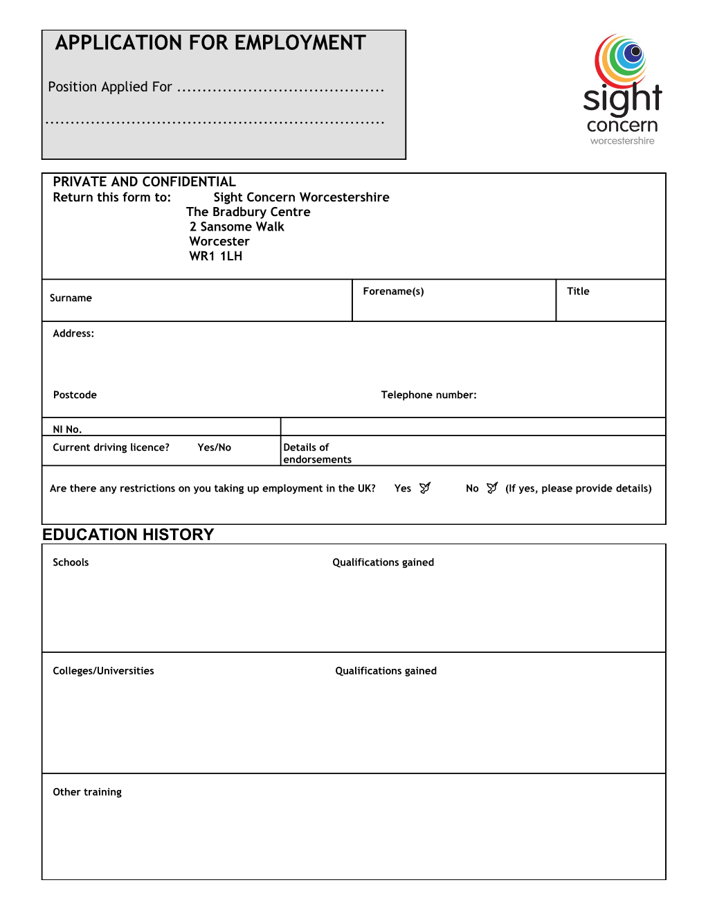 Application for Employment s181