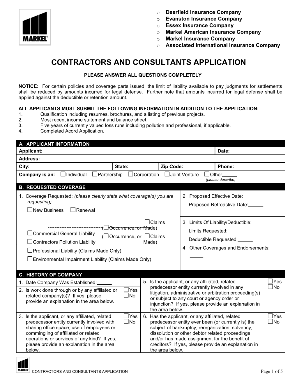 Contractors and Consultants Application