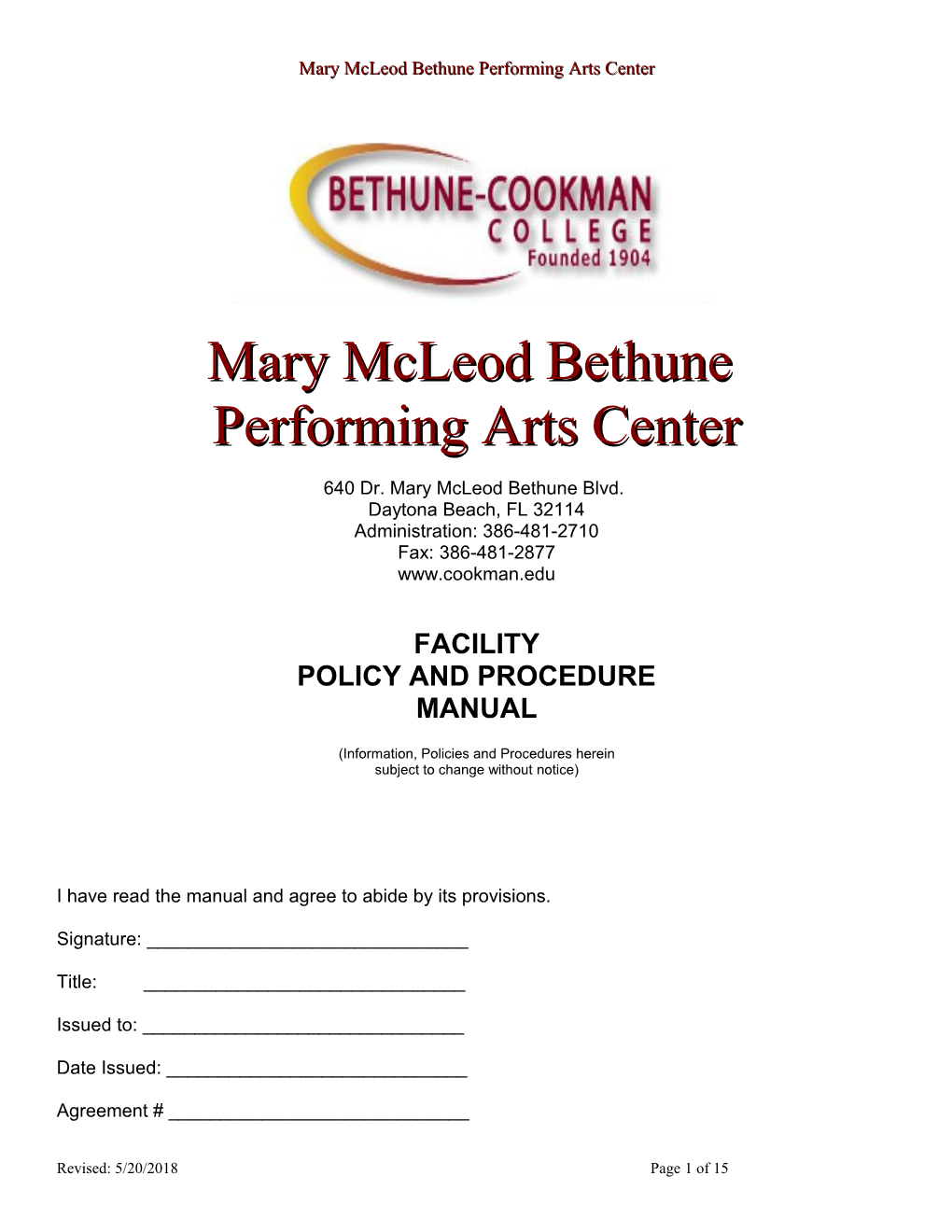 Mary Mcleod Bethune Performing Arts Center