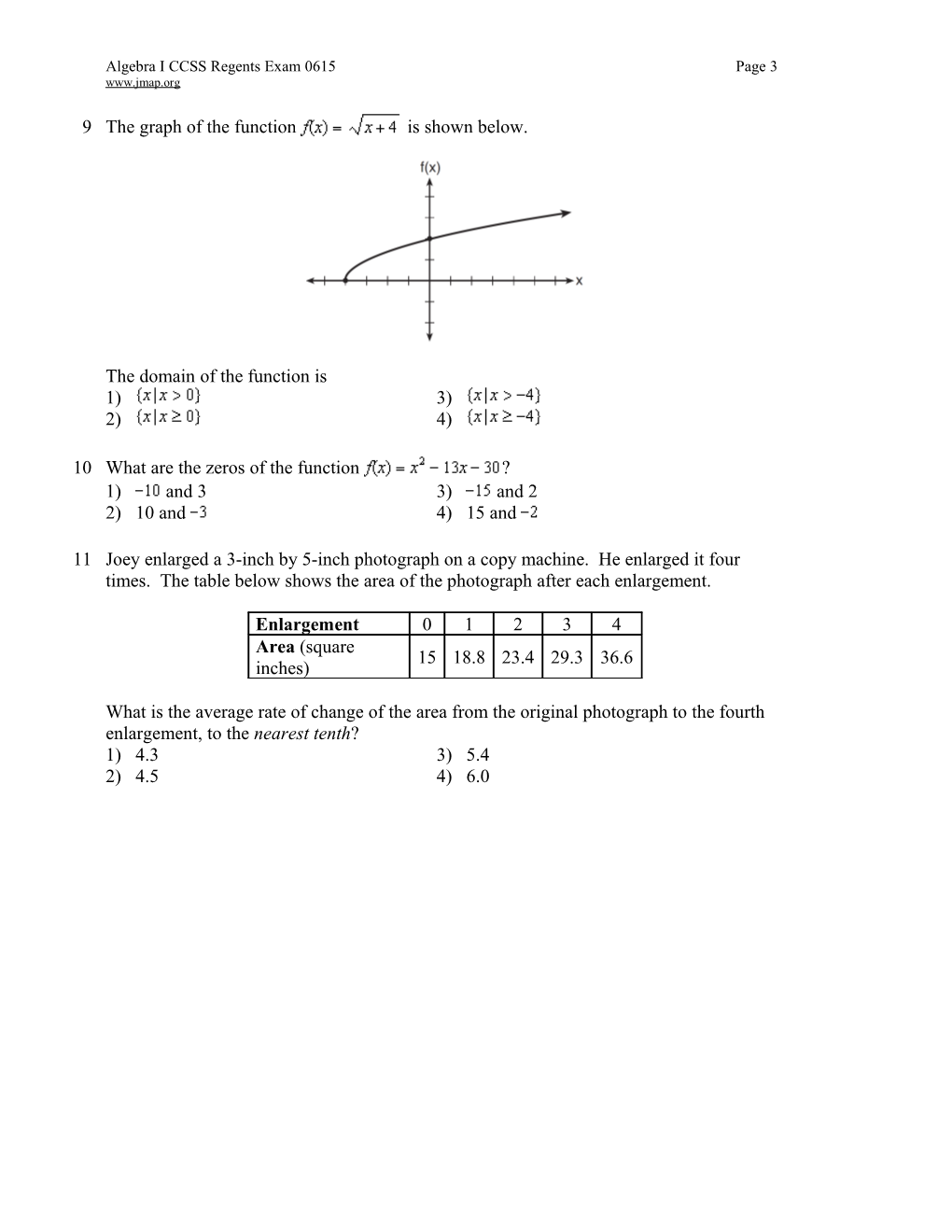 Algebra I CCSS Regents Exam 0615 Page 10