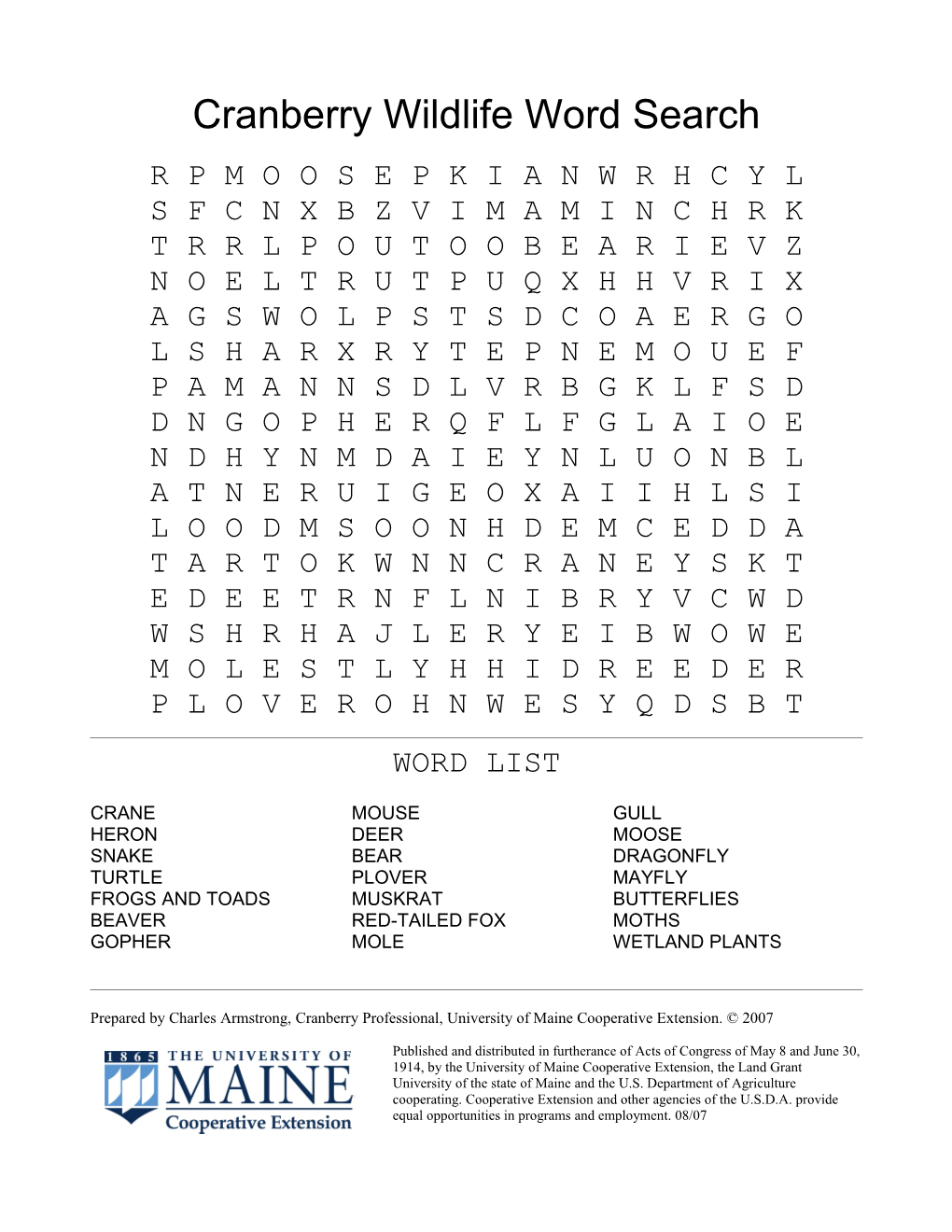 Cranberry Word Search