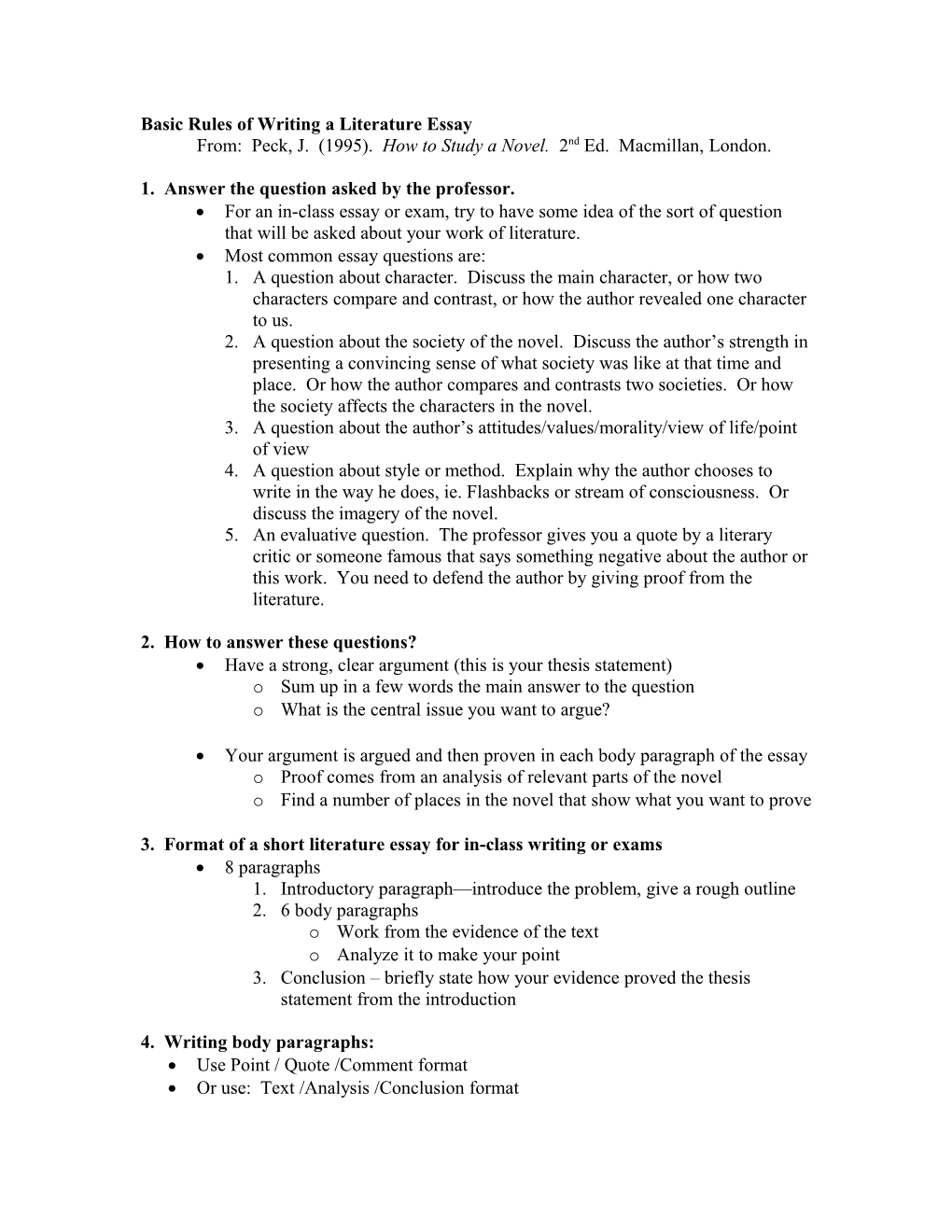 Basic Rules of Writing a Literature Essay