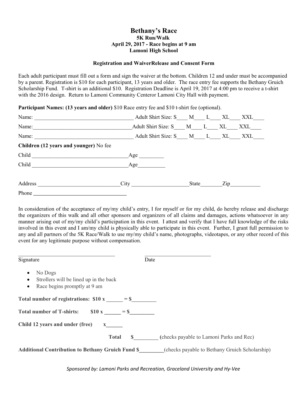 Registration and Waiverrelease and Consent Form