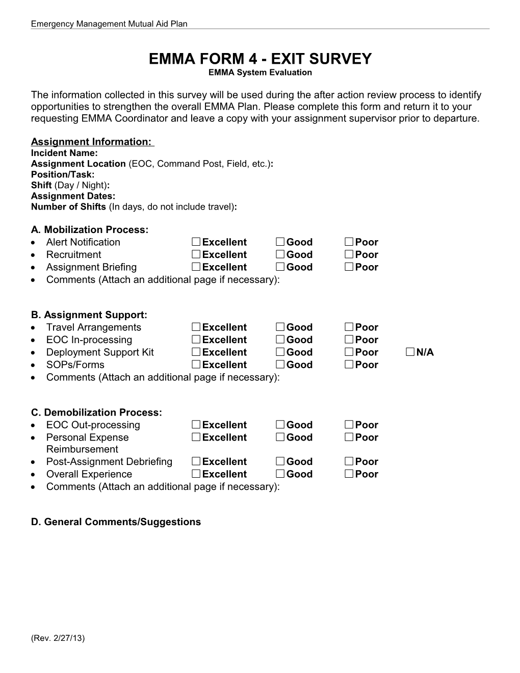 EMMA Form 4 - Exit Survey