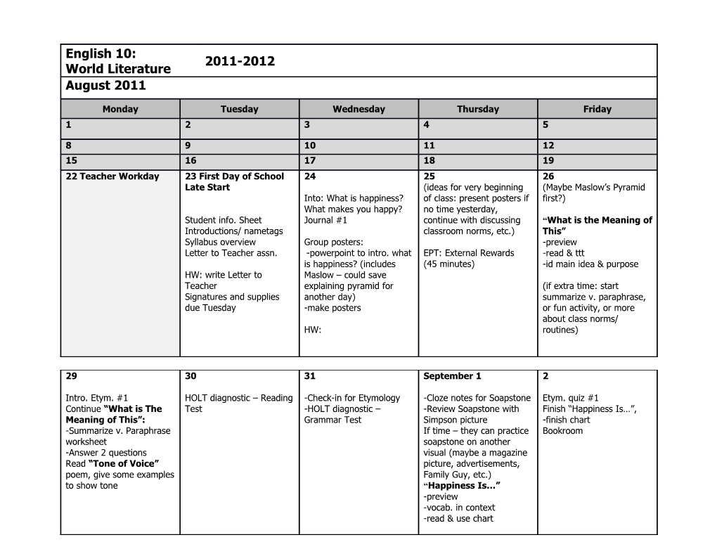 English 10: World Literature