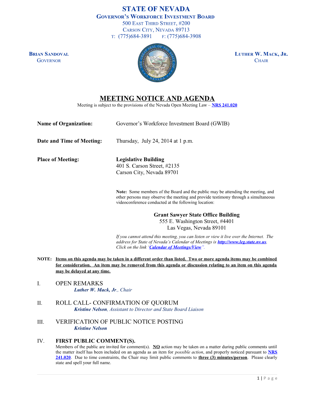 Meeting Notice and Agenda s3