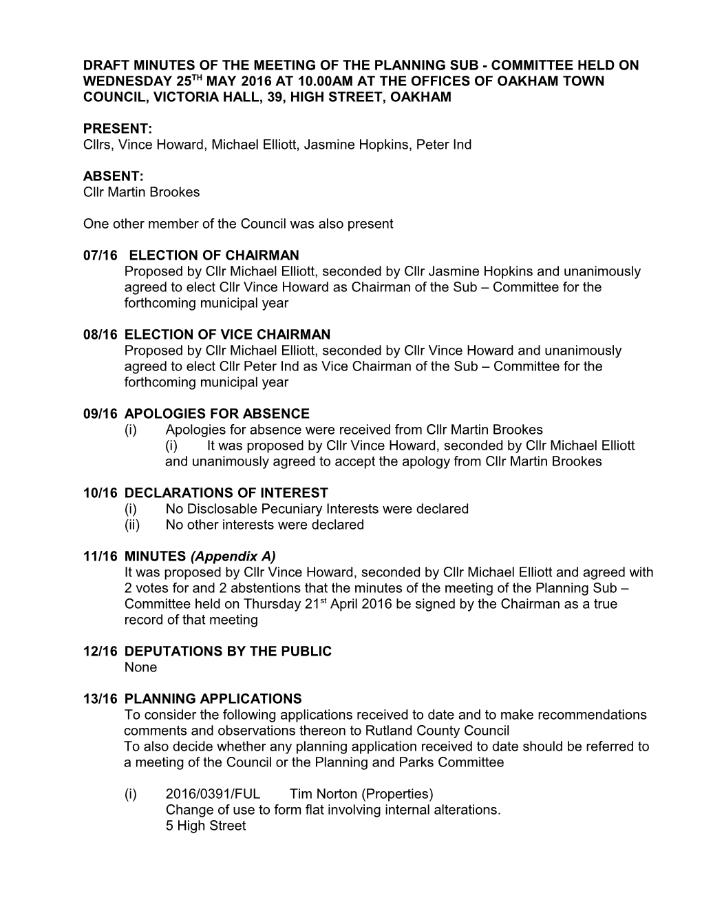 DRAFT MINUTES of the PLANNING and PARKS COMMITTEE HELD on WEDNESDAY JULY 27Th 2011 at THE