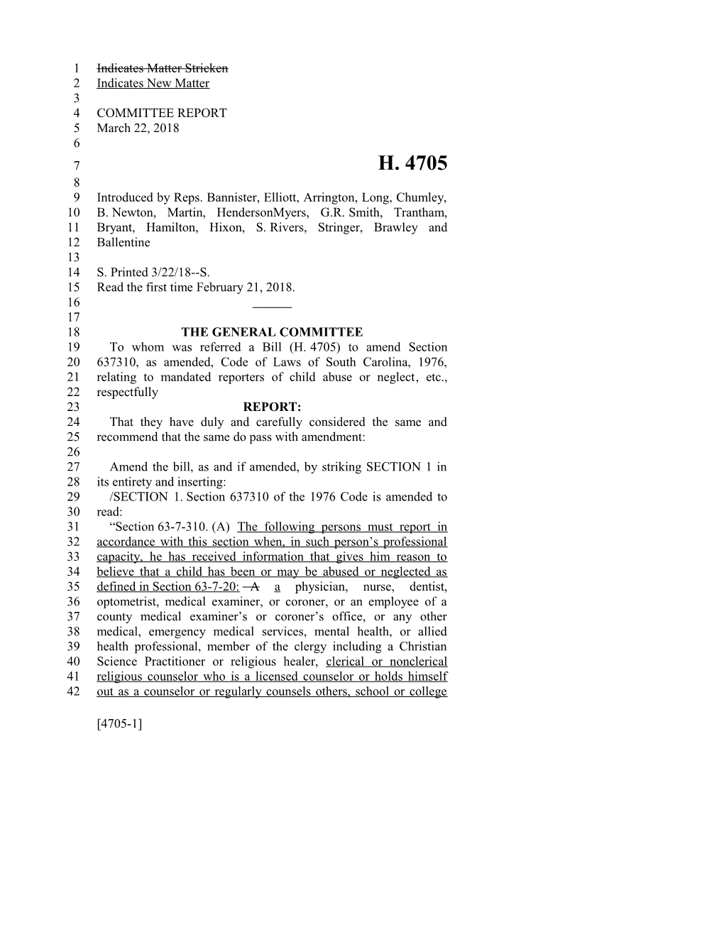 2017-2018 Bill 4705 Text of Previous Version (Mar. 22, 2018) - South Carolina Legislature Online