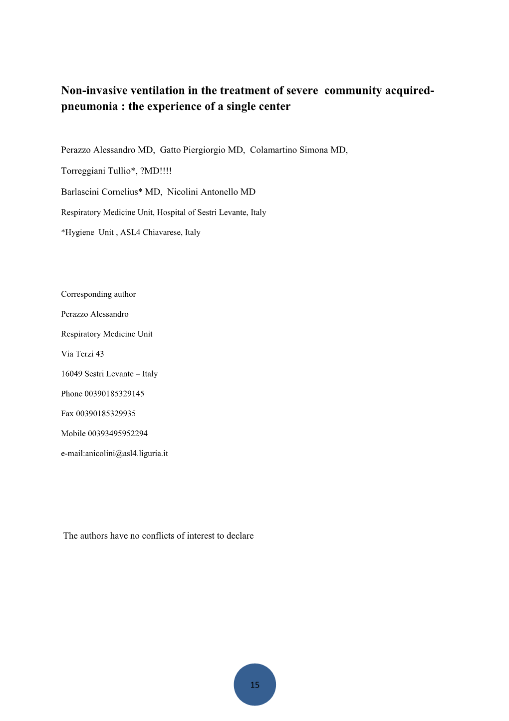 Non-Invasive Ventilation in the Treatment of Severe Community Acquired-Pneumonia : The