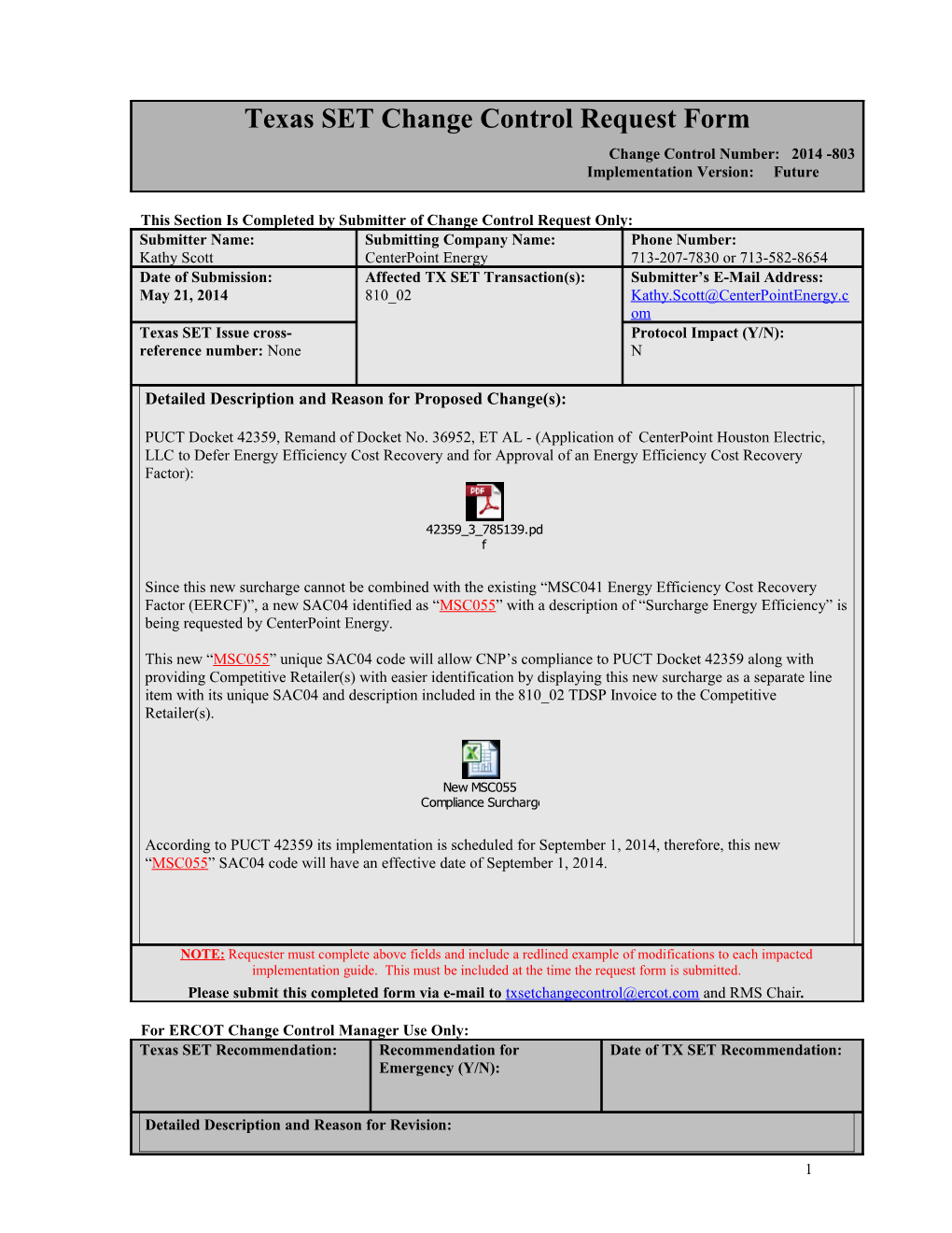 TX SET Change Control Request Form s1