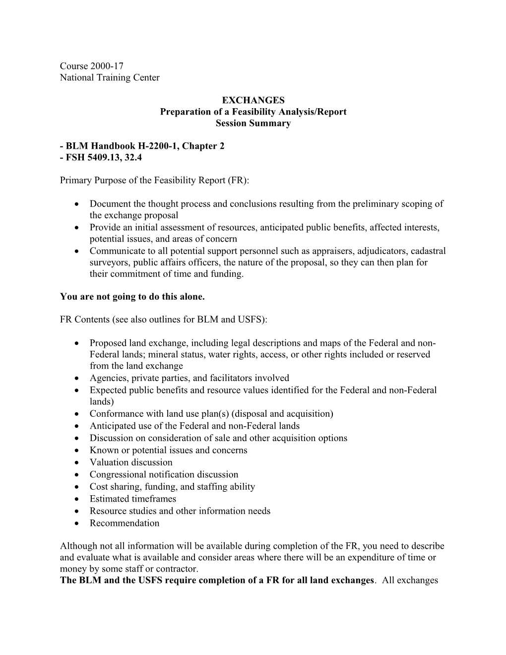 Preparation of a Feasibility Analysis/Report