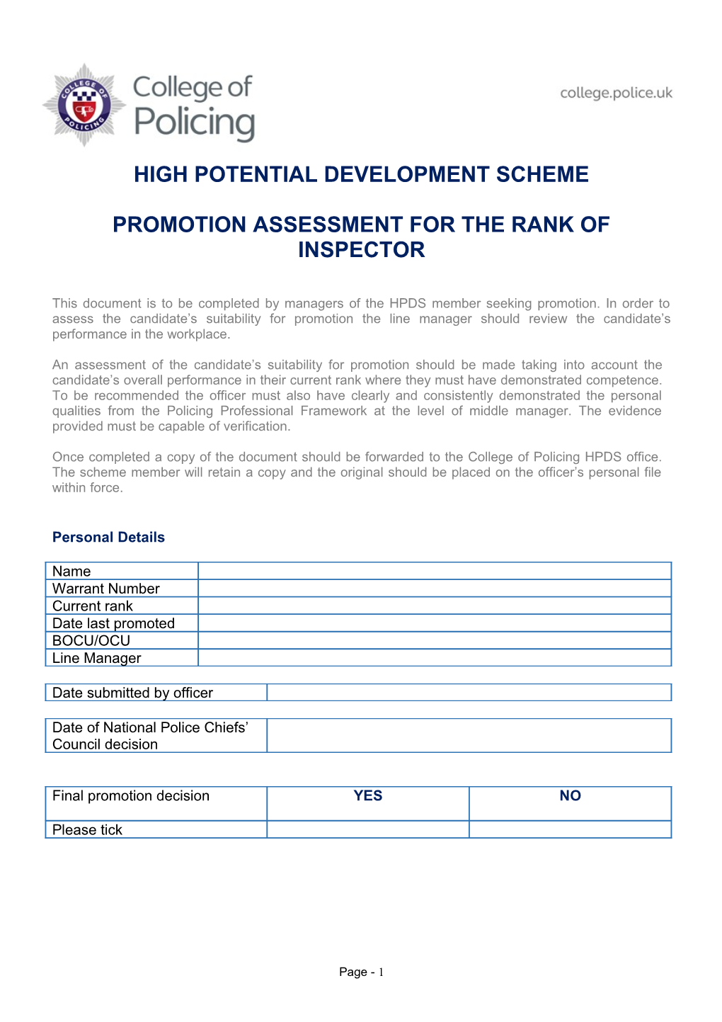 High Potential Development Scheme
