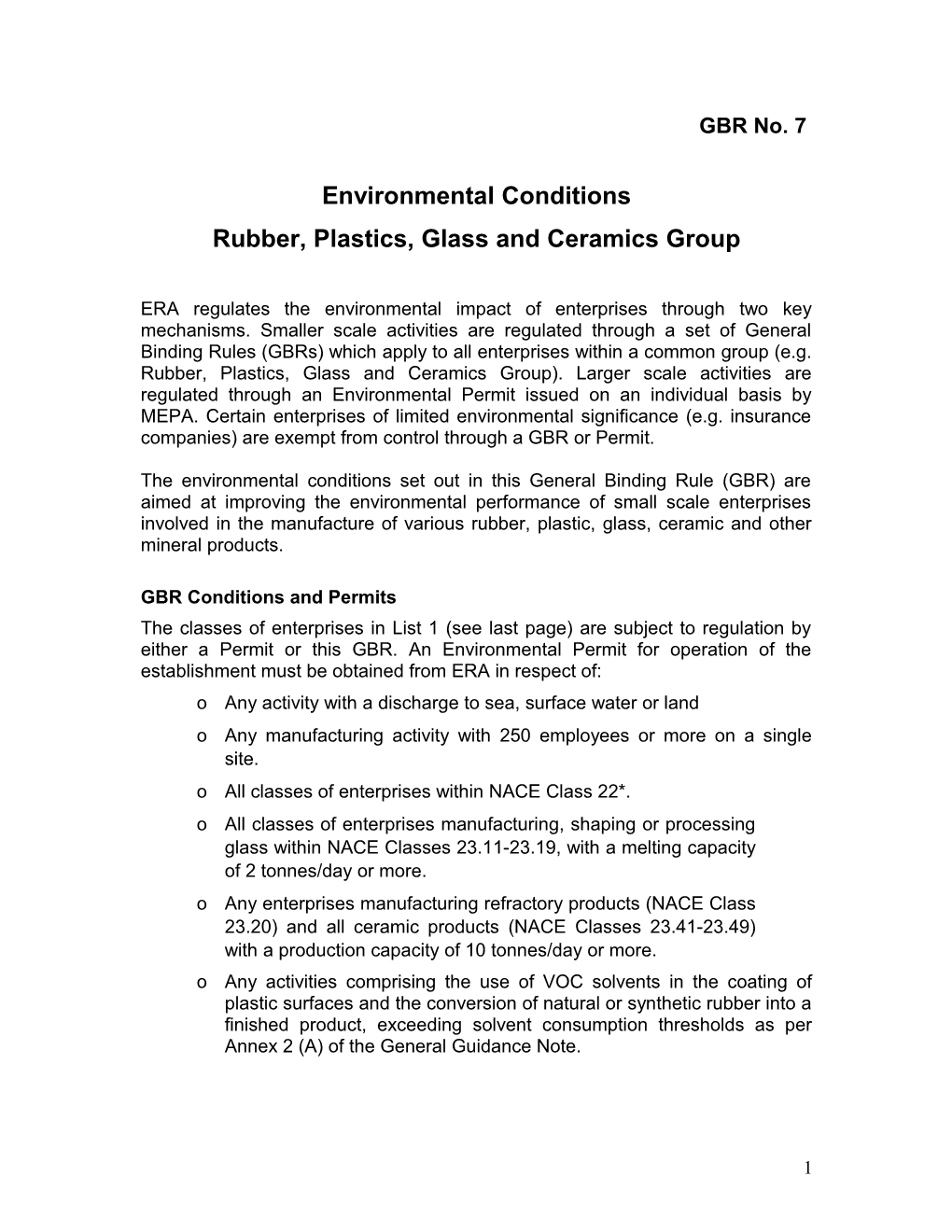 GBR 7 Rubber, Plastics Etc (Notes)