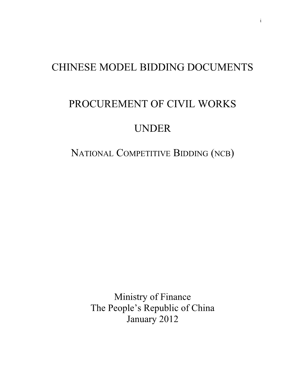 Chinese Model Bidding Documents