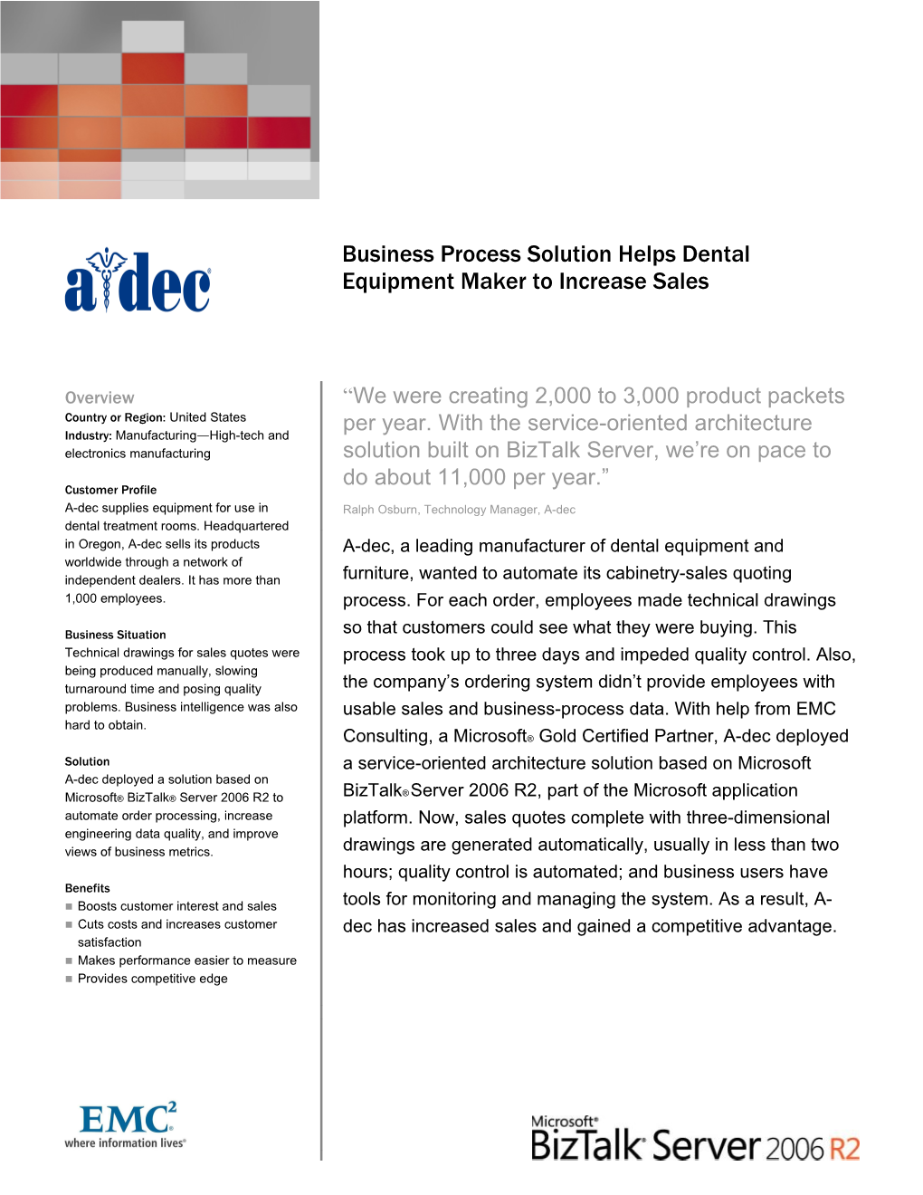 Business Process Solution Helps Dental Equipment Maker to Increase Sales