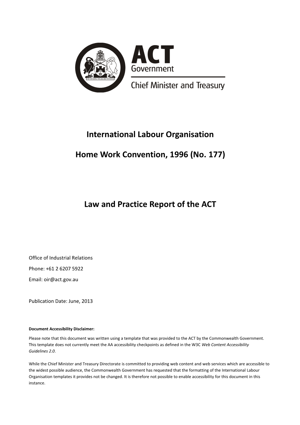 International Labour Organisation Home Work Convention, 1996 (No. 177)