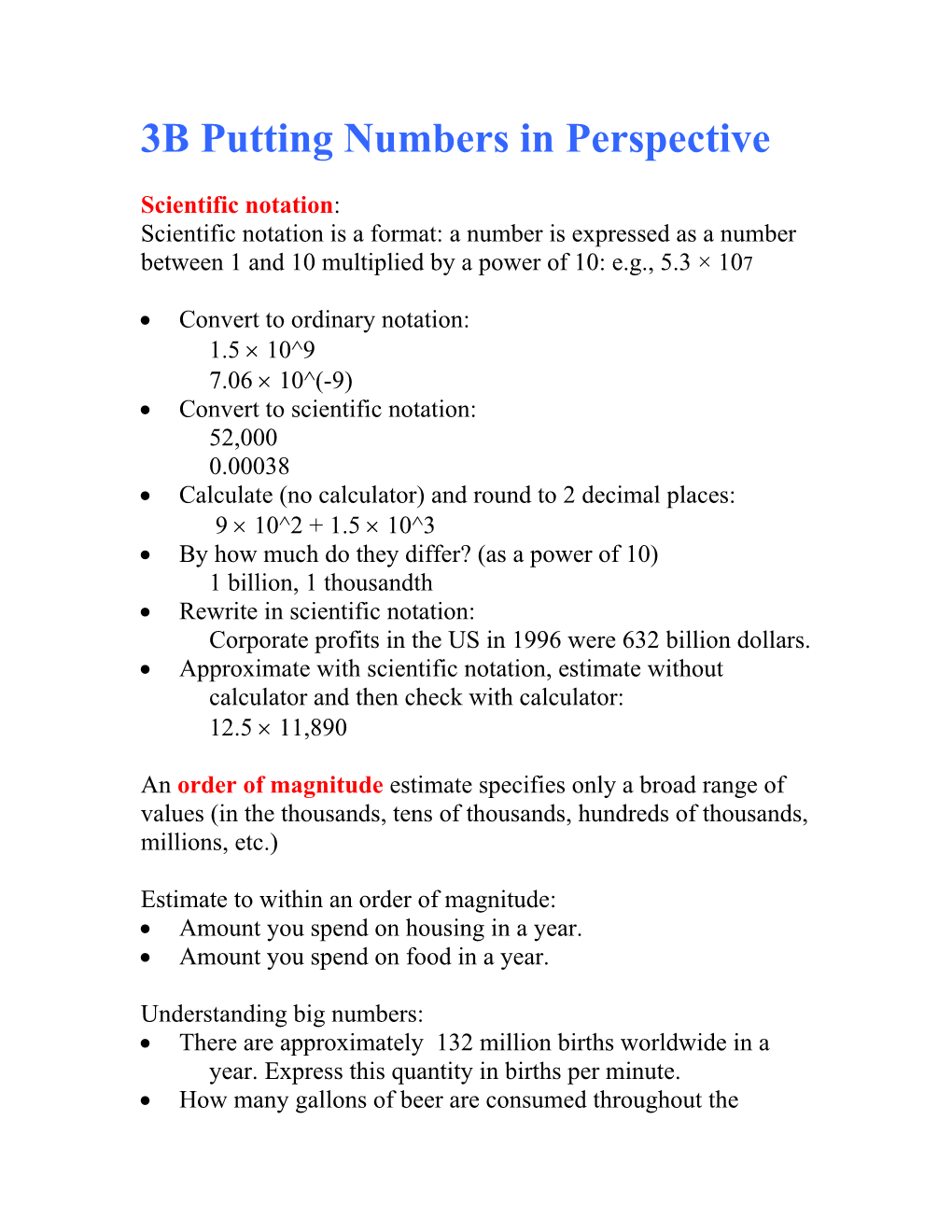 3B Putting Numbers in Perspective