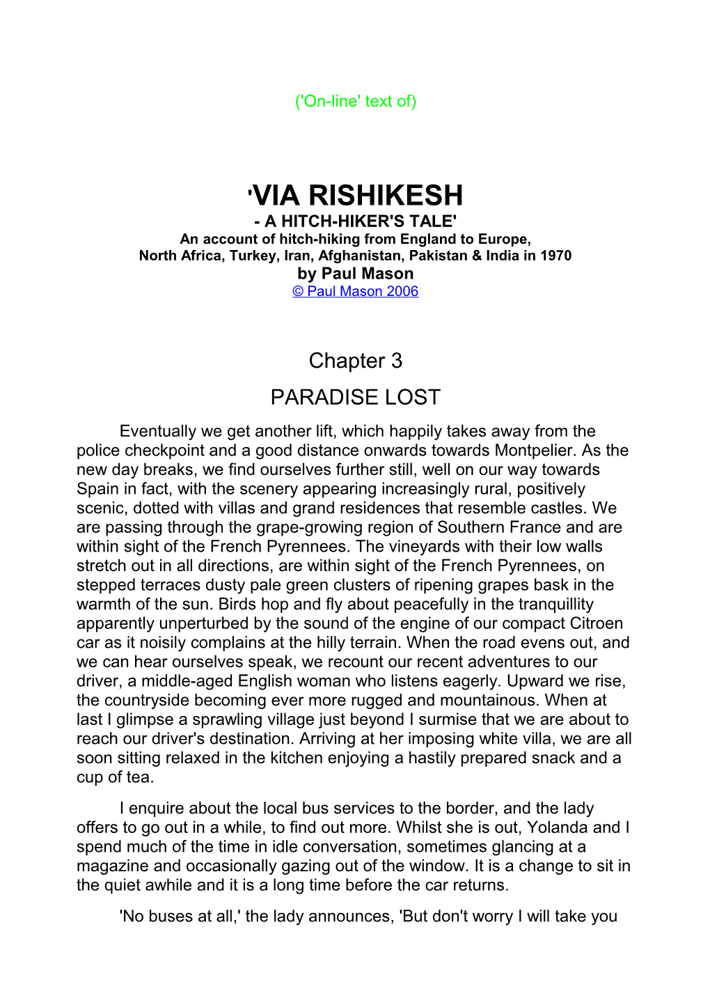 'Via Rishikesh' Chapter 3