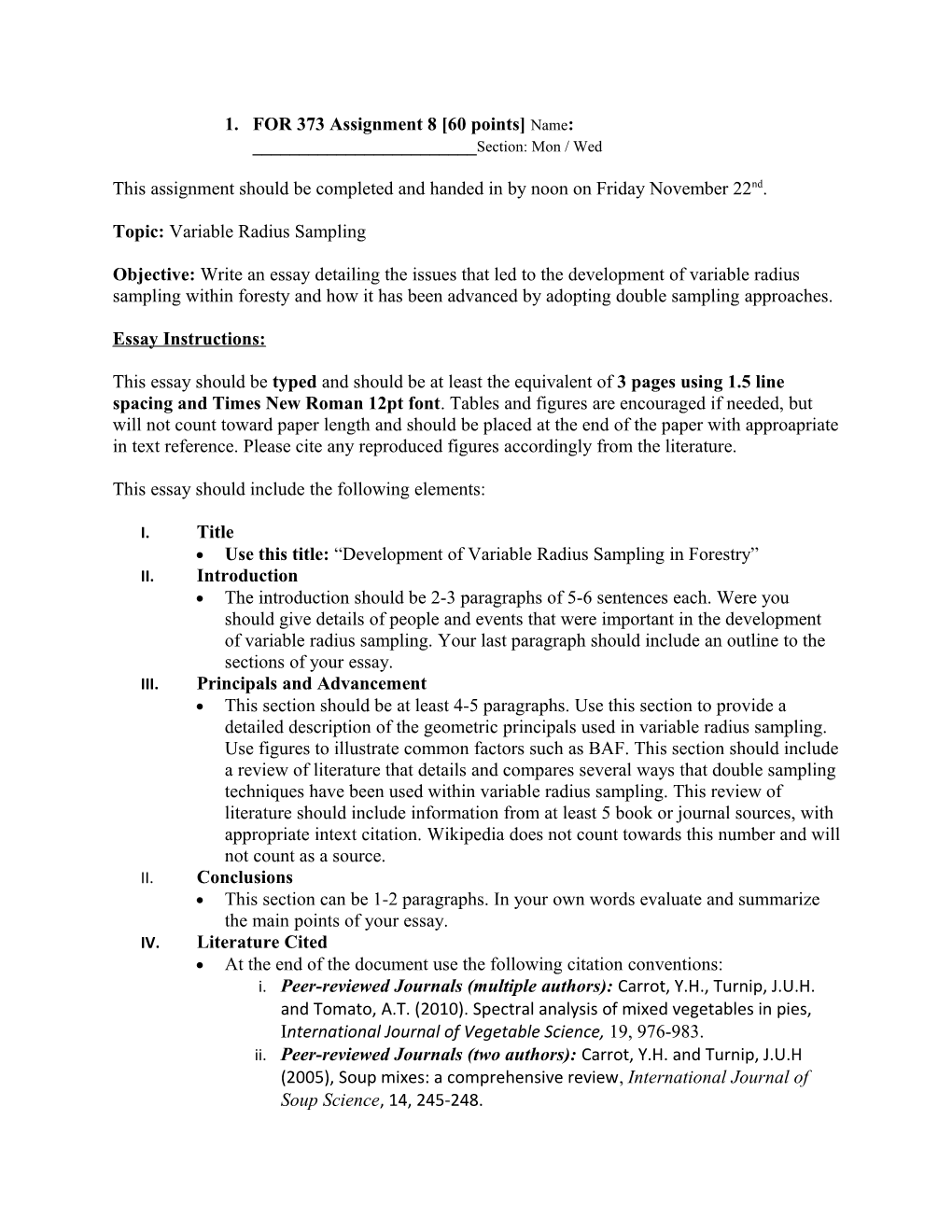 FOR 274 Assignment 2: Unit Conversions