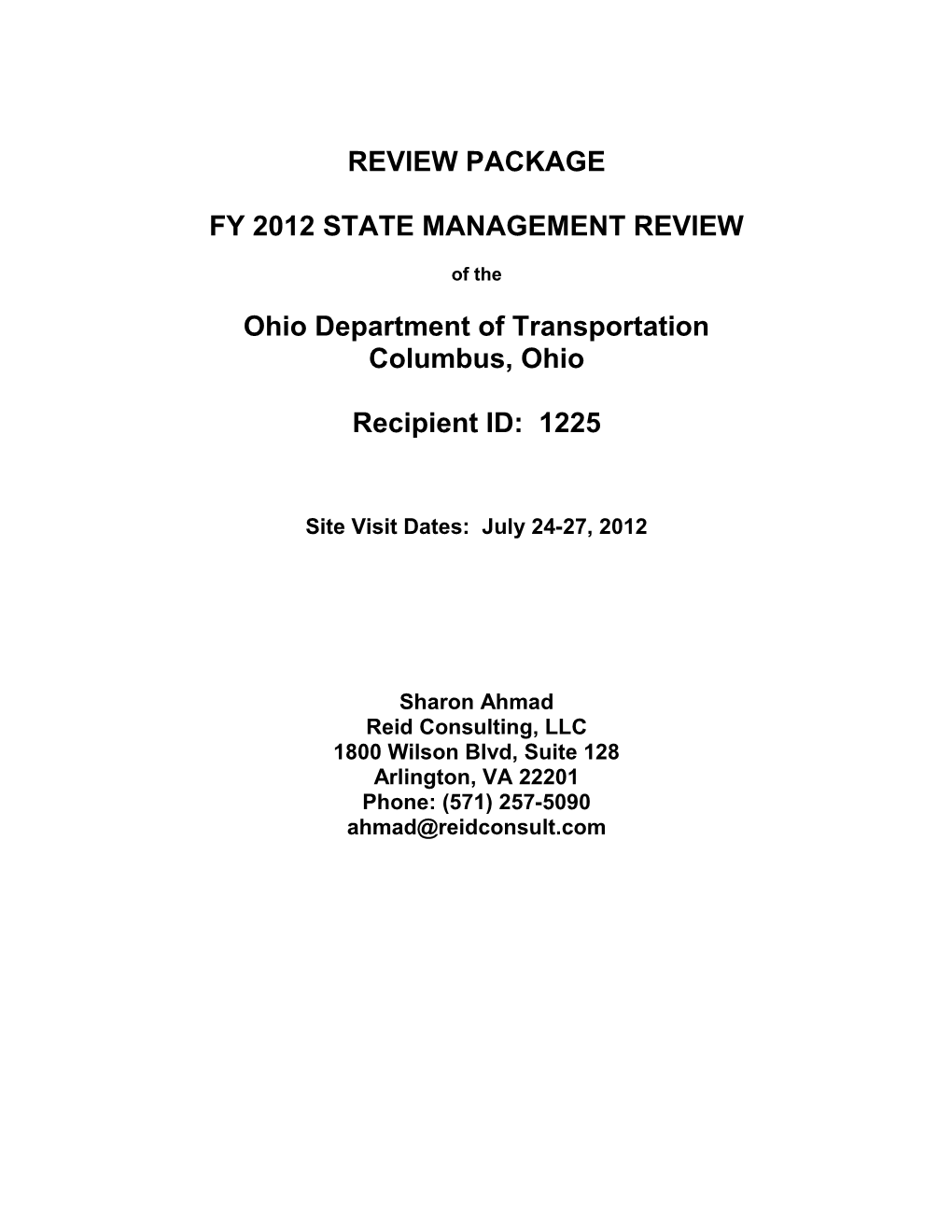 Fy 2012 State Management Review